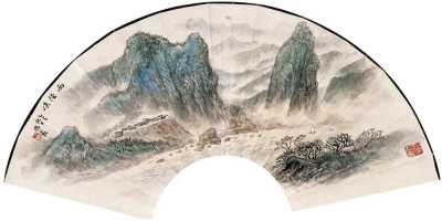 杨石朗 1995年作 西陵峡 扇面